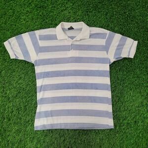 Vintage 80s MOD Stripes Polo Shirt Womens S/M 18x24 Blue White USA